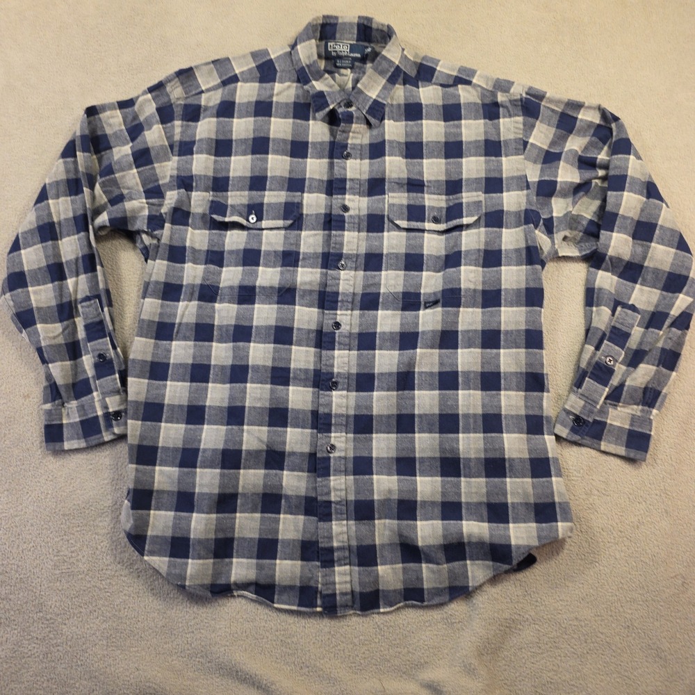 Polo Ralph Lauren Button Down Shirt Mens XL Blue Plaid Workwear Skater Dadcore